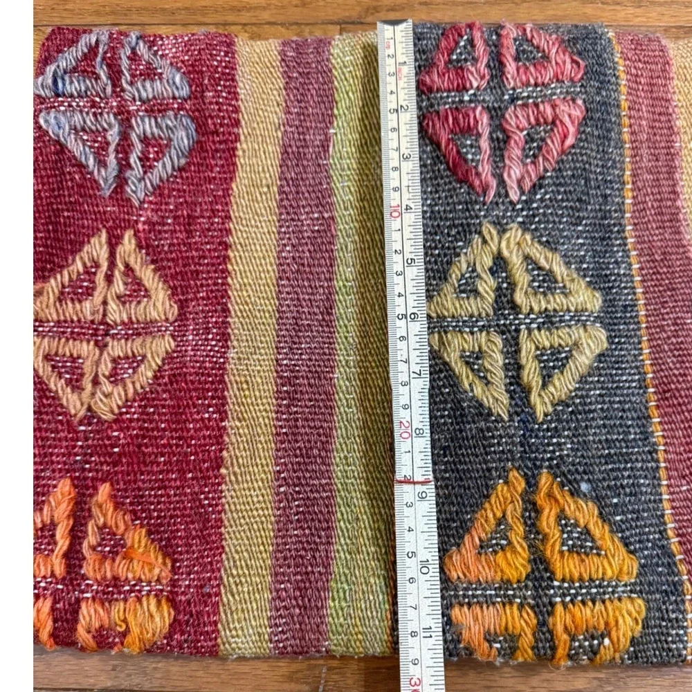 Handwoven Kilim Wool Pillow Cover 12x20 Geometric Southwestern Multicolor